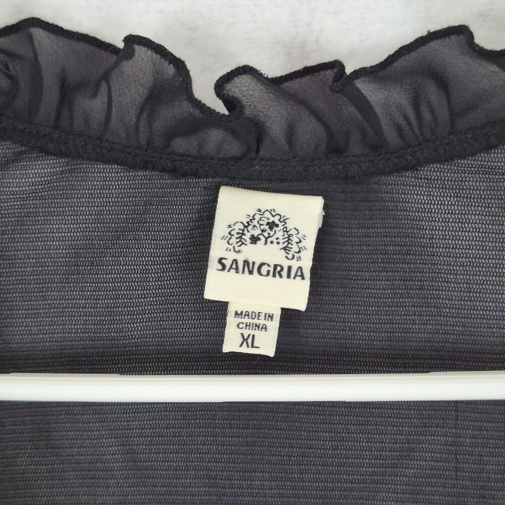 Sangria Black X Large Ruffled Sleeve Sheer Cover Up Cardigan Whimsigoth Romantic - Picture 8 of 13